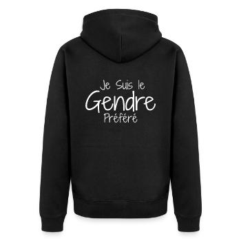 Gendre humour beau fils, Gendre Idéal Humour - Veste à capuche bio Premium Unisexe - noir - Dos - Nico (187cm)