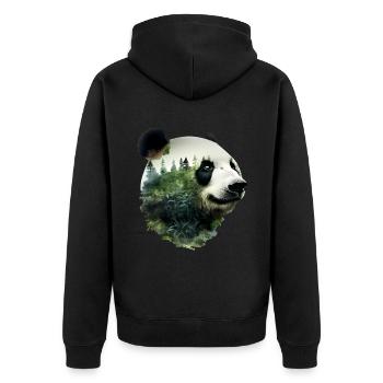 Panda - Unisex Premium Bio Zip Hoodie - Schwarz - Hinten - Nico (187cm)