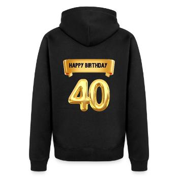 Happy Birthday zum 40. Geburtstag - Unisex Premium Bio Zip Hoodie - Schwarz - Hinten - Nico (187cm)