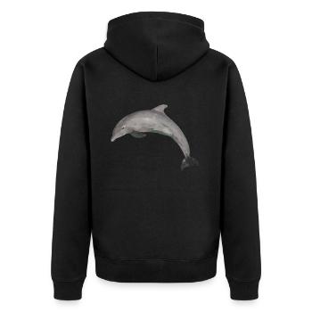 Dolphin - Unisex Premium Organic Zip Hoodie - black - Back - Nico (187cm)