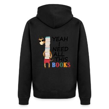 read reading lesson book primer roman ebook bibo - Unisex Premium Organic Zip Hoodie - black - Back - Nico (187cm)
