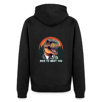 Ravi de vous rencontrer (T-Rex) - Veste à capuche bio Premium Unisexe - noir - Dos - Nico (187cm)