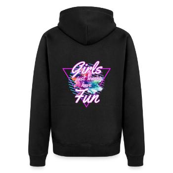 Girls Just Wanna Have Fun 80s - Veste à capuche bio Premium Unisexe - noir - Dos - Nico (187cm)