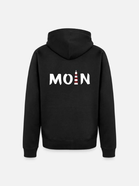 Moin Leuchtturm - Unisex Premium Bio Zip Hoodie - Schwarz