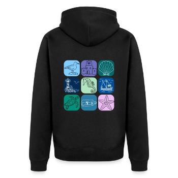 Nordsee Ostsee Leuchtturm Moin Frieslad Meer Urlau - Unisex Premium Bio Zip Hoodie - Schwarz - Hinten - Nico (187cm)