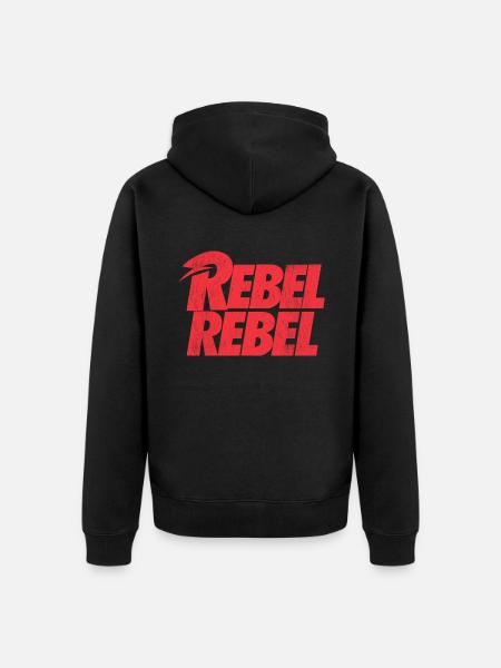 David Bowie Rebel Rebel Rot - Unisex Premium Bio Zip Hoodie - Schwarz