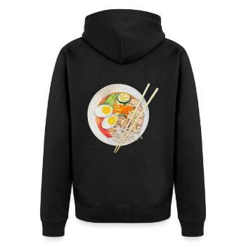 Ramen Suppe japanische Nudelsuppe Japan China - Unisex Premium Bio Zip Hoodie - Schwarz - Hinten - Nico (187cm)