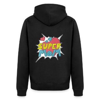 Muttertag supermom Super Mom beste Mutter Comic - Unisex Premium Bio Zip Hoodie - Schwarz - Hinten - Nico (187cm)