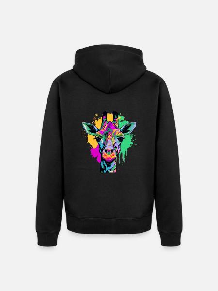 Kunterbunte Giraffe - Unisex Premium Bio Zip Hoodie - Schwarz
