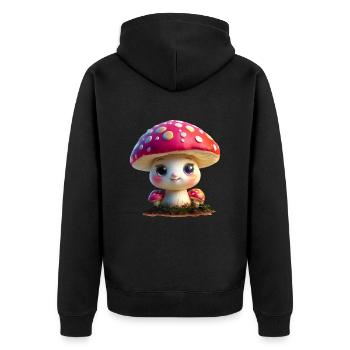 süßer Fliegenpilz - Unisex Premium Bio Zip Hoodie - Schwarz - Hinten - Nico (187cm)
