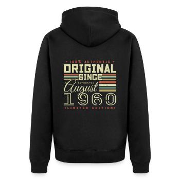 Août 1960 Retro Août 1960 Août 1960 Anniversaire - Veste à capuche bio Premium Unisexe - noir - Dos - Nico (187cm)