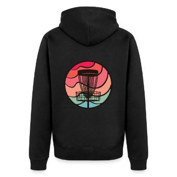 Discgolfer Discgolf Spieler Mädchen Disc Golf - Unisex Premium Bio Zip Hoodie - Schwarz - Hinten - Nico (187cm)