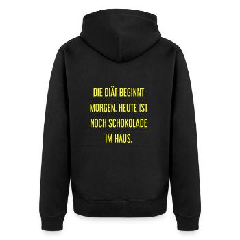 Die Diät beginnt morgen - Schokolade im Haus! - Unisex Premium Bio Zip Hoodie - Schwarz - Hinten - Nico (187cm)