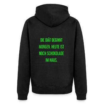 Die Diät beginnt morgen - Schokolade im Haus! - Unisex Premium Bio Zip Hoodie - Schwarz - Hinten - Nico (187cm)