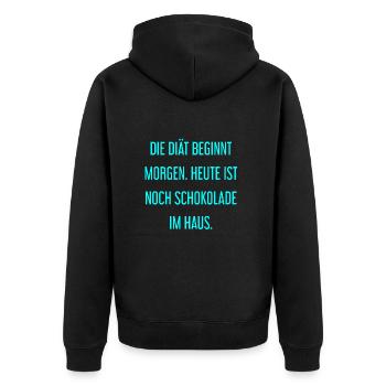 Die Diät beginnt morgen - Schokolade im Haus! - Unisex Premium Bio Zip Hoodie - Schwarz - Hinten - Nico (187cm)