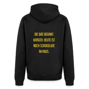 Die Diät beginnt morgen - Schokolade im Haus! - Unisex Premium Bio Zip Hoodie - Schwarz - Hinten - Nico (187cm)