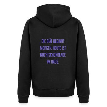 Die Diät beginnt morgen - Schokolade im Haus! - Unisex Premium Bio Zip Hoodie - Schwarz - Hinten - Nico (187cm)