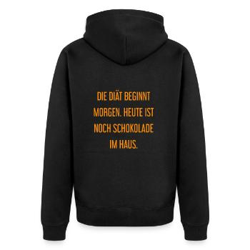 Die Diät beginnt morgen - Schokolade im Haus! - Unisex Premium Bio Zip Hoodie - Schwarz - Hinten - Nico (187cm)