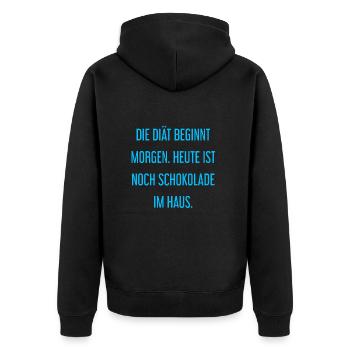 Die Diät beginnt morgen - Schokolade im Haus! - Unisex Premium Bio Zip Hoodie - Schwarz - Hinten - Nico (187cm)