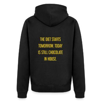 Le régime commence demain - chocolat dans la maison! - Veste à capuche bio Premium Unisexe - noir - Dos - Nico (187cm)