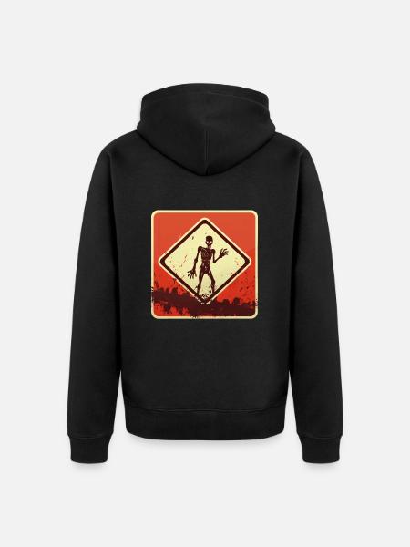 Halloween Zombieschild - Unisex Premium Bio Zip Hoodie - Schwarz