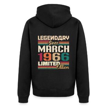 March 1966 Vintage Born Vintage Birthday - Unisex Premium Organic Zip Hoodie - black - Back - Nico (187cm)