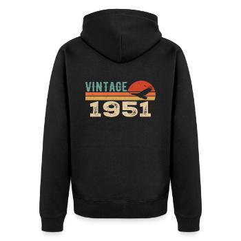Vintage 1951 Cadeau D'anniversaire 1951 Retro 1951 - Veste à capuche bio Premium Unisexe - noir - Dos - Nico (187cm)