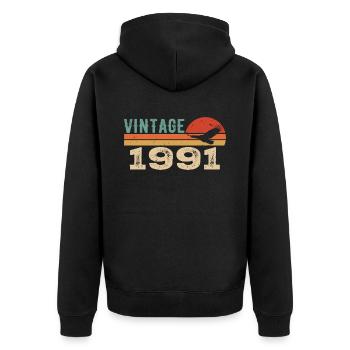 Vintage 1991 Cadeau D'anniversaire 1991 Retro 1991 - Veste à capuche bio Premium Unisexe - noir - Dos - Nico (187cm)