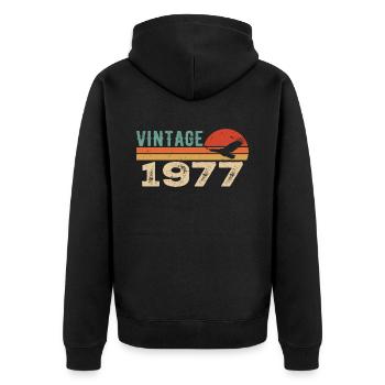 Vintage 1977 Cadeau D'anniversaire 1977 Retro 1977 - Veste à capuche bio Premium Unisexe - noir - Dos - Nico (187cm)