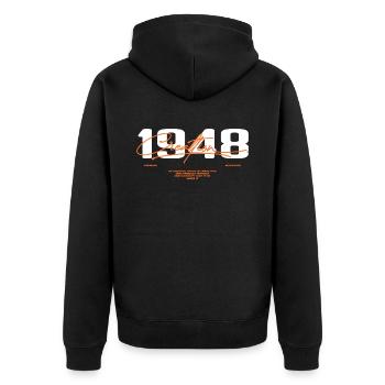 1948 Vintage Retro 1948 Geburtstagsgeschenk 1948 - Unisex Premium Bio Zip Hoodie - Schwarz - Hinten - Nico (187cm)