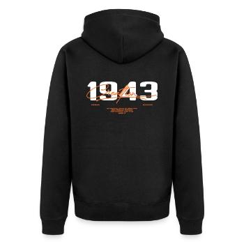 1943 Vintage Retro 1943 Geburtstagsgeschenk 1943 - Unisex Premium Bio Zip Hoodie - Schwarz - Hinten - Nico (187cm)