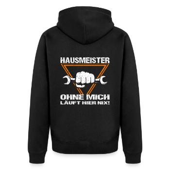 Hausmeister Hausverwaltung Heimwerker - Unisex Premium Bio Zip Hoodie - Schwarz - Hinten - Nico (187cm)