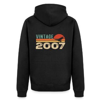 Vintage 2007 Retro 2007 Birthday Gift - Unisex Premium Organic Zip Hoodie - black - Back - Nico (187cm)