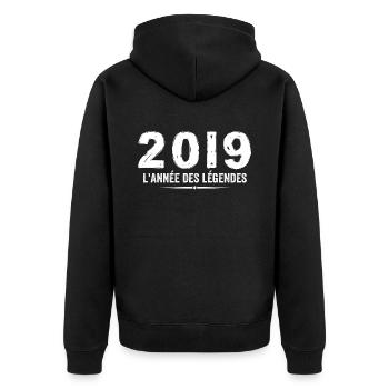 2019 Jahr der Legenden - Geschenk zum Jubiläum 2019 - Unisex Premium Bio Zip Hoodie - Schwarz - Hinten - Nico (187cm)