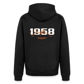 1958 Vintage Retro 1958 Geburtstagsgeschenk 1958 - Unisex Premium Bio Zip Hoodie - Schwarz - Hinten - Nico (187cm)