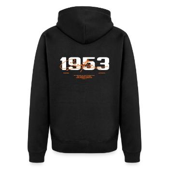 1953 Vintage Retro 1953 Geburtstagsgeschenk 1953 - Unisex Premium Bio Zip Hoodie - Schwarz - Hinten - Nico (187cm)