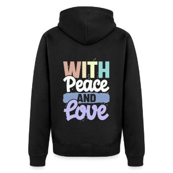 With Peace And Love - Unisex Premium Bio Zip Hoodie - Schwarz - Hinten - Nico (187cm)