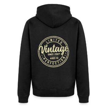 Jahrgang 2007 Geburtstagsgeschenk 2007 - Unisex Premium Bio Zip Hoodie - Schwarz - Hinten - Nico (187cm)