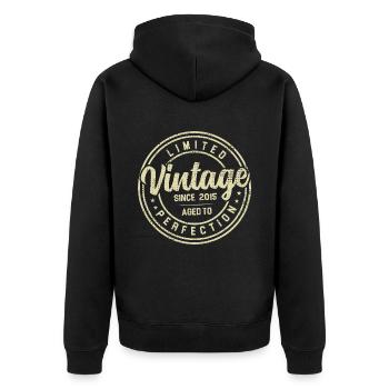 Vintage 2015 Birthday Gift 2015 - Unisex Premium Organic Zip Hoodie - black - Back - Nico (187cm)