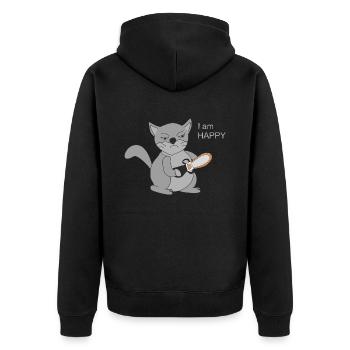 Katze mit Kettensäge - Unisex Premium Bio Zip Hoodie - Schwarz - Hinten - Nico (187cm)