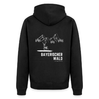 Bayerischer Wald: Liebe zur Natur in Schwarz-Weiß - Unisex Premium Bio Zip Hoodie - Schwarz - Hinten - Nico (187cm)