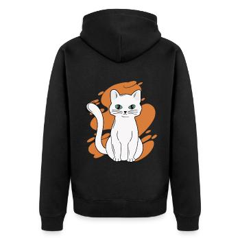 White Main Coon Cat Cat Outfit for - Unisex Premium Organic Zip Hoodie - black - Back - Nico (187cm)