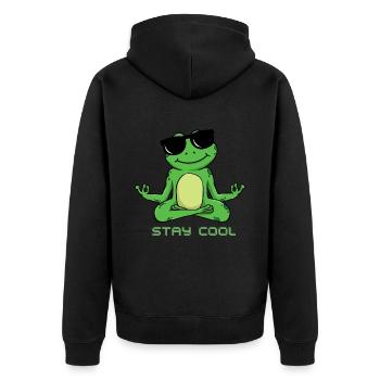 STAY COOL 1 - Unisex Premium Organic Zip Hoodie - black - Back - Nico (187cm)