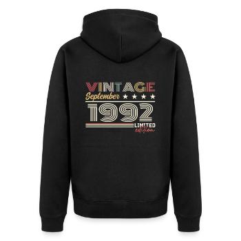 Vintage Septembre 1992 Septembre 1992 September - Veste à capuche bio Premium Unisexe - noir - Dos - Nico (187cm)