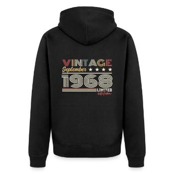 Vintage Septembre 1968 Septembre 1968 September - Veste à capuche bio Premium Unisexe - noir - Dos - Nico (187cm)