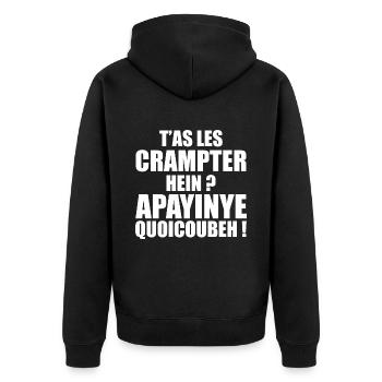 T'as Les Crampter Apayinye Quoicoubeh Humour - Veste à capuche bio Premium Unisexe - noir - Dos - Nico (187cm)