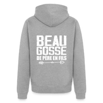 Beau Gosse De Père En Fils - Veste à capuche bio Premium Unisexe - gris chiné - Dos - Nico (187cm)