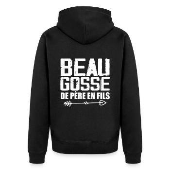 Beau Gosse De Père En Fils - Veste à capuche bio Premium Unisexe - noir - Dos - Nico (187cm)