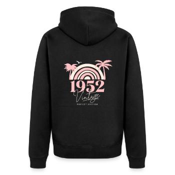 Sun Retro Anniversary Vintage 1952 70 Years - Unisex Premium Organic Zip Hoodie - black - Back - Nico (187cm)