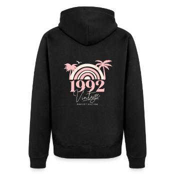 Sun Retro Anniversary Vintage 1992 30 Years - Unisex Premium Organic Zip Hoodie - black - Back - Nico (187cm)